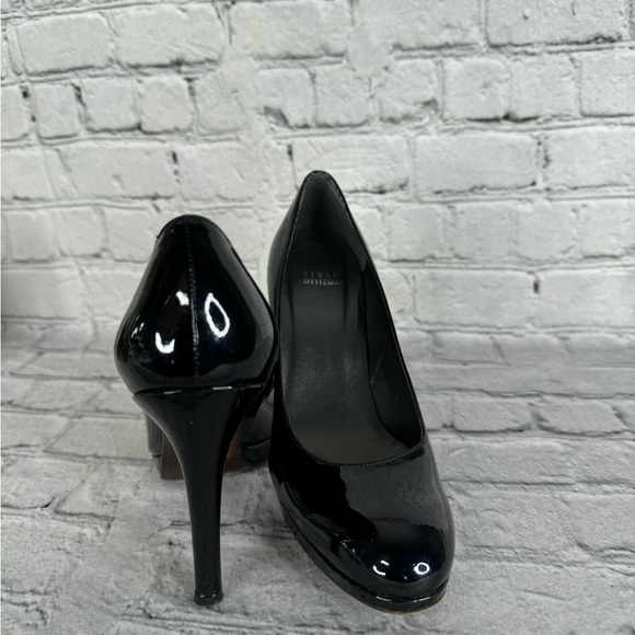 Stuart Weitzman Patent Leather Heels Size 7.5 Narrow Classic Black - Picture 7 of 12
